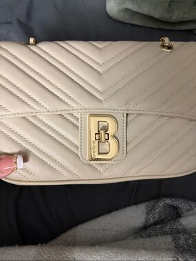 NWT Bebe Beige Quilted Shoulder Bag with Gold Hardware